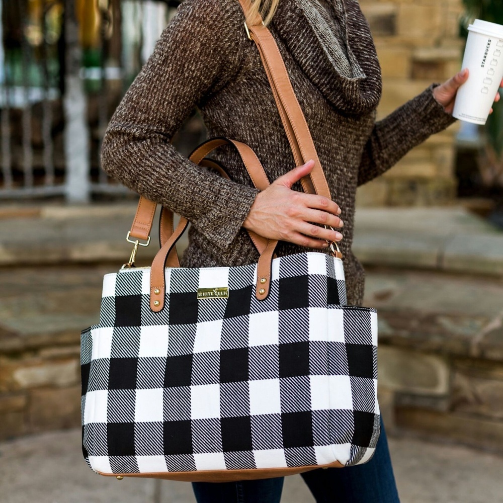 Buffalo Plaid Check Gingham Tote Bag by White Elm
